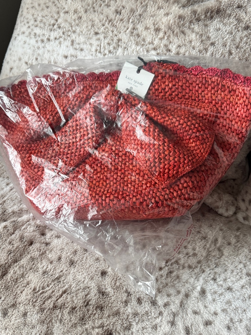NWT Kate Spade New York x Target Raffia Bow Tote Bag in red - Picture 3 of 4